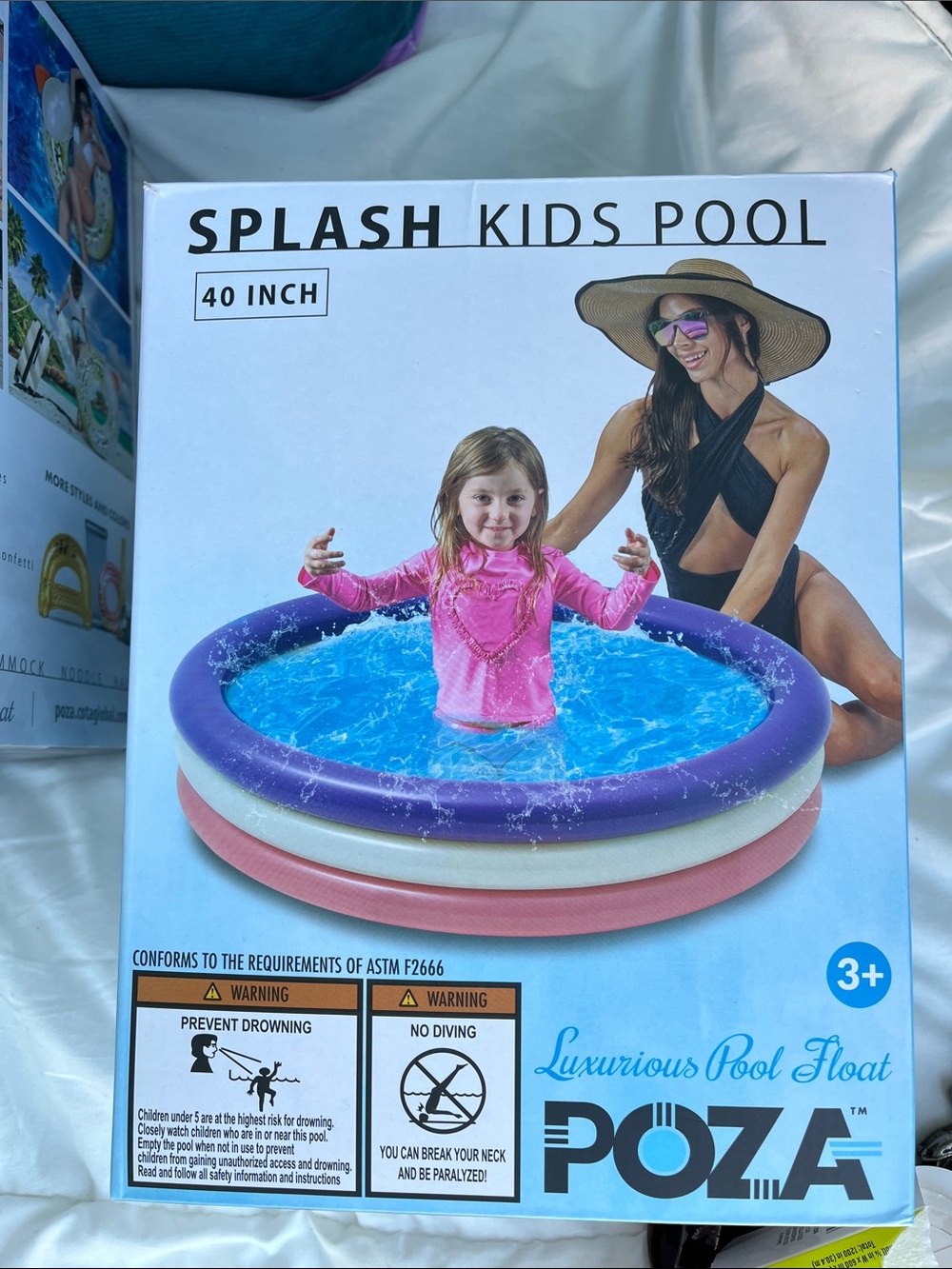 POZA Kids 40" Splash Pool - Purple, White & Pink
